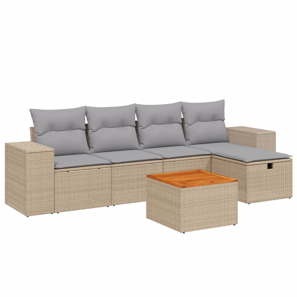 6-dijelni set vrtnih sofa s jastucima bež od poliratana 83 x 62 x 69 cm