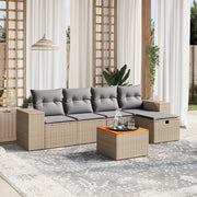 6-dijelni set vrtnih sofa s jastucima bež od poliratana 83 x 62 x 69 cm