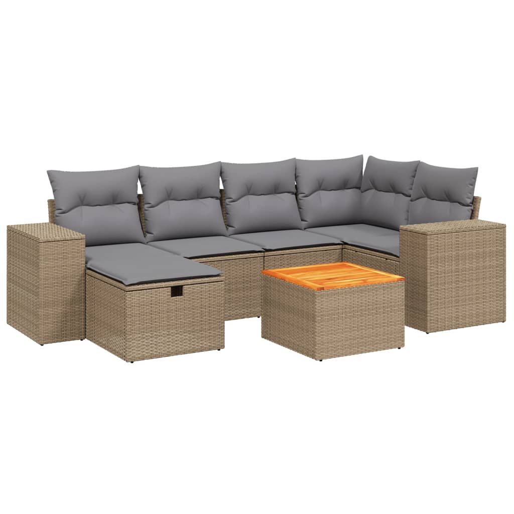 7-dijelni set vrtnih sofa s jastucima bež od poliratana