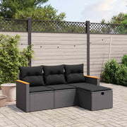 4-dijelni set vrtnih sofa od poliratana s jastucima crni