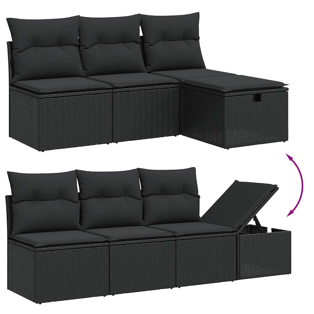 7-dijelni set vrtnih sofa od poliratana s jastucima crni