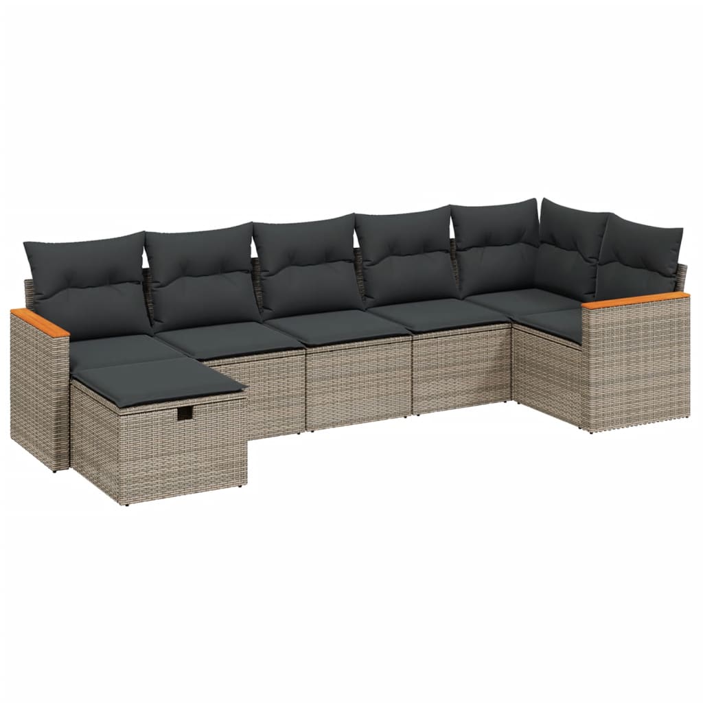7-dijelni set vrtnih sofa sivi od poliratana