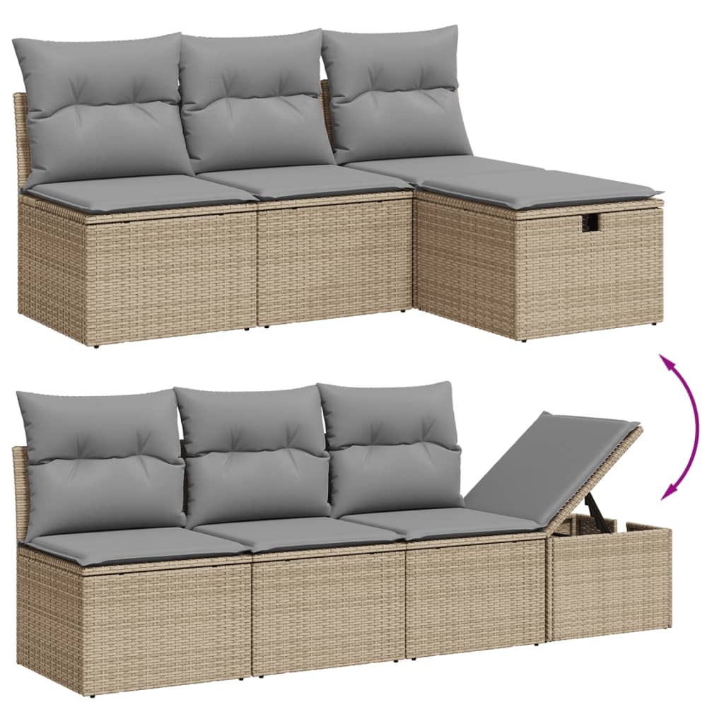 7-dijelni set vrtnih sofa s jastucima bež od poliratana