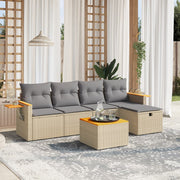 6-dijelni set vrtnih sofa s jastucima bež od poliratana 61.5 x 62 x 69 cm