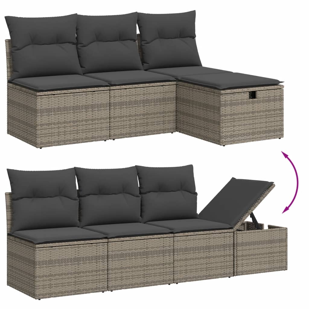 8-dijelni set vrtnih sofa od poliratana s jastucima sivi