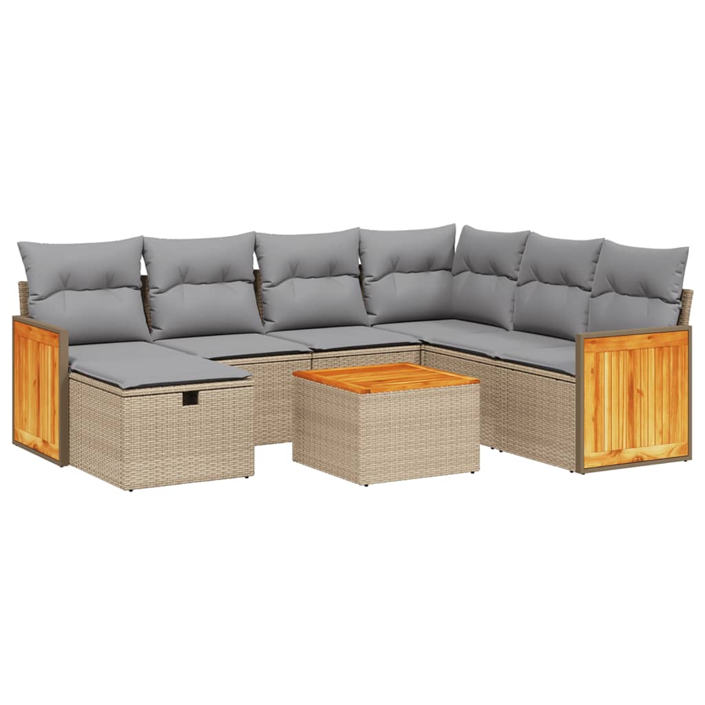 8-dijelni set vrtnih sofa s jastucima bež od poliratana