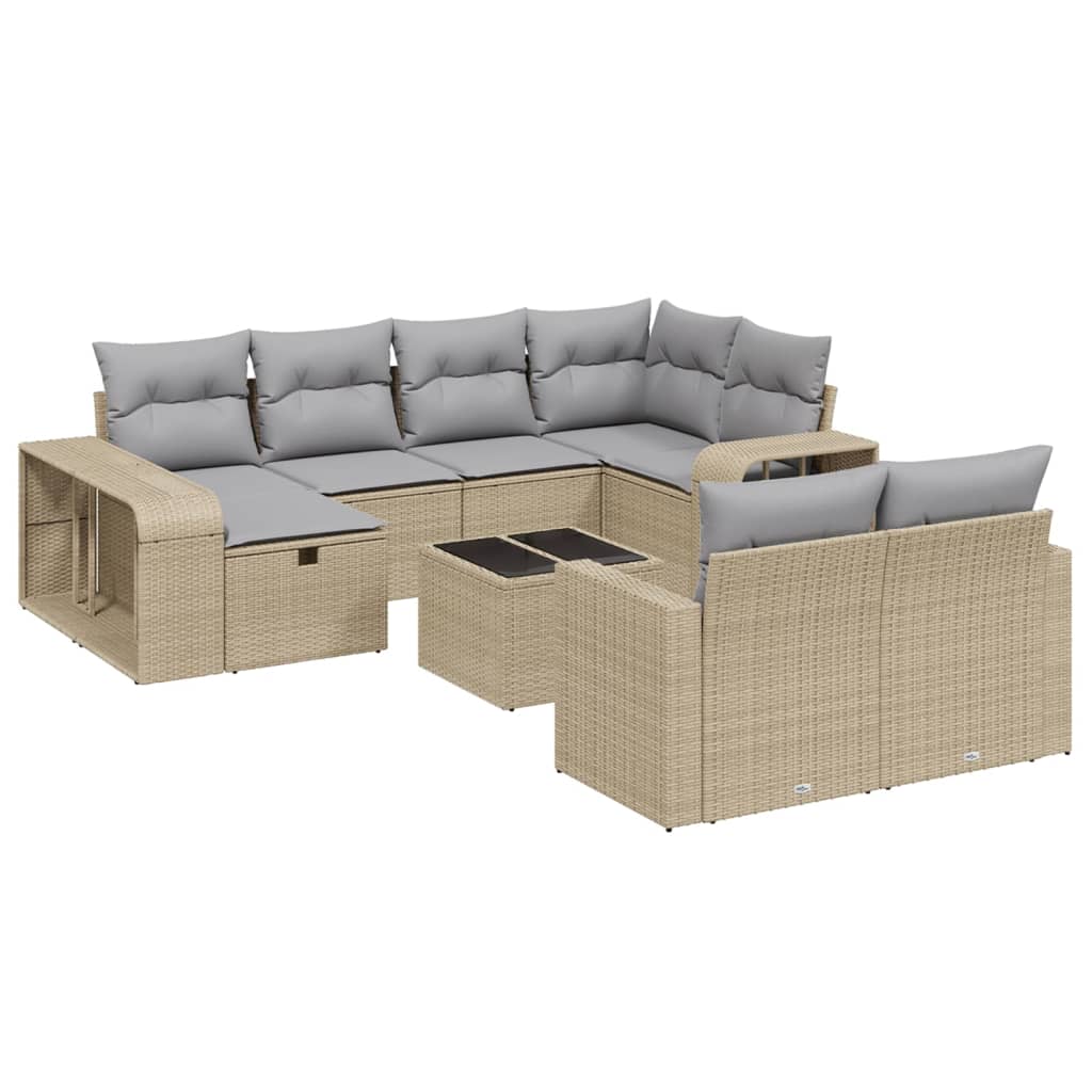 11-dijelni set vrtnih sofa od poliratana s jastucima bež