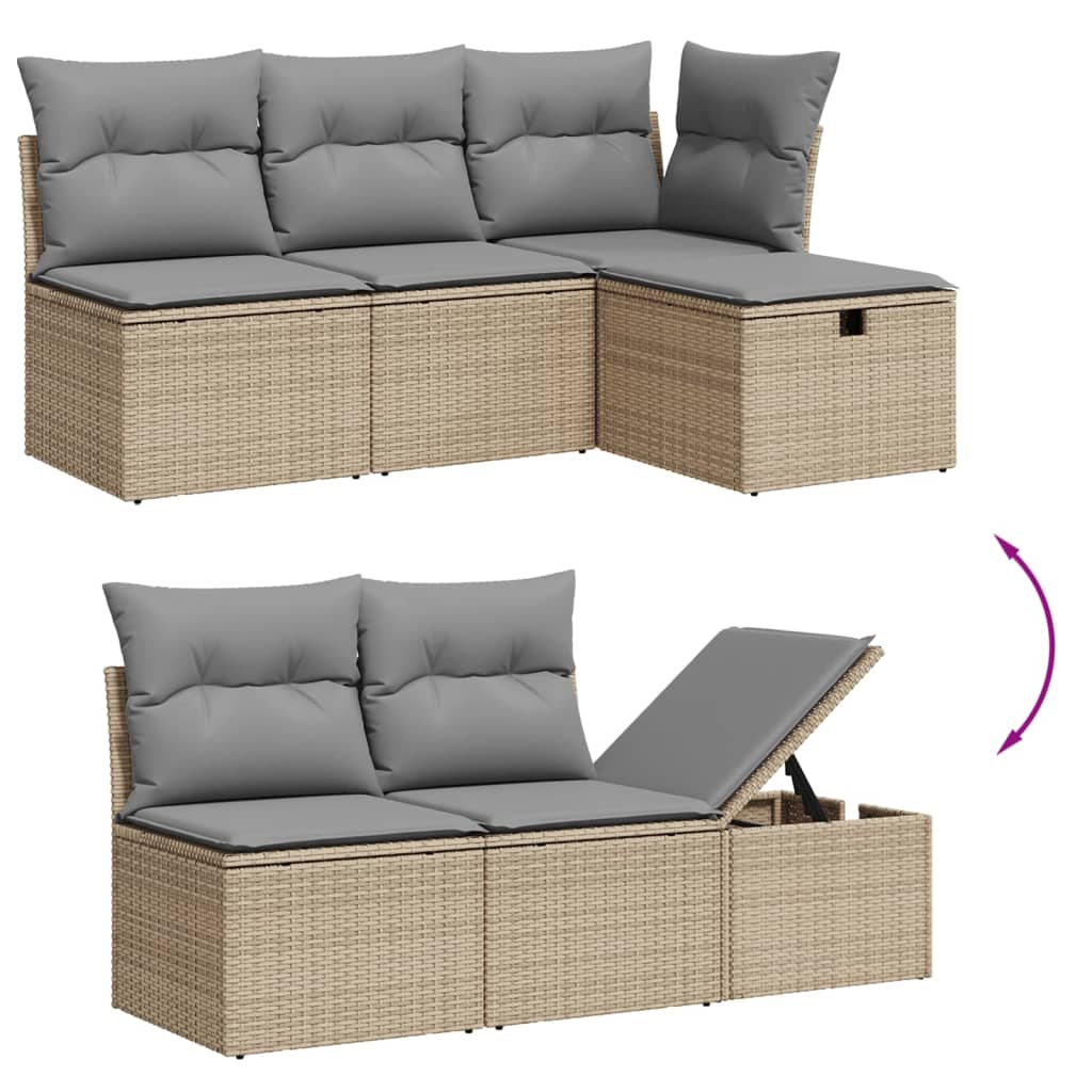 11-dijelni set vrtnih sofa od poliratana s jastucima bež