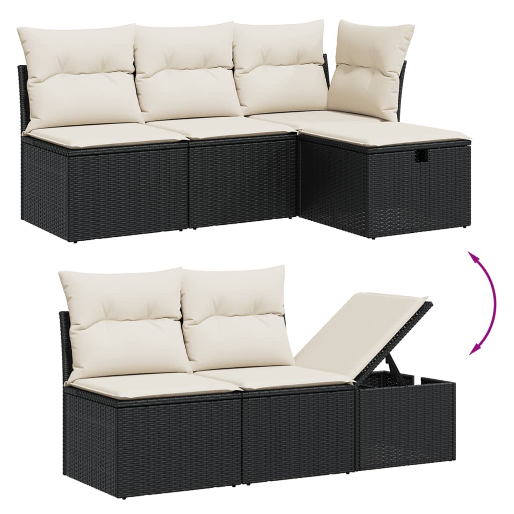 11-dijelni set vrtnih sofa od poliratana s jastucima crni