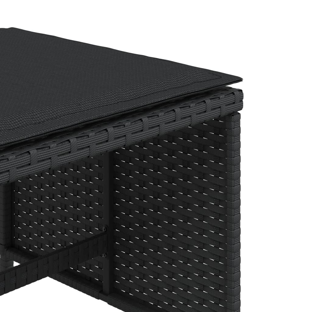 Vrtni stolci s jastucima 4 kom crni 40x40x35 cm od poliratana