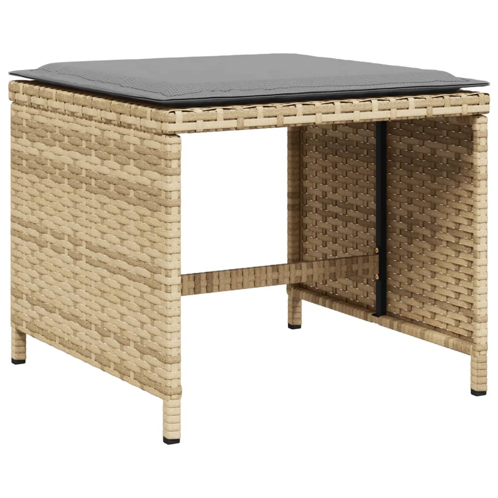Vrtni taburei s jastucima 4 kom 40x40x35 cm od poliratana