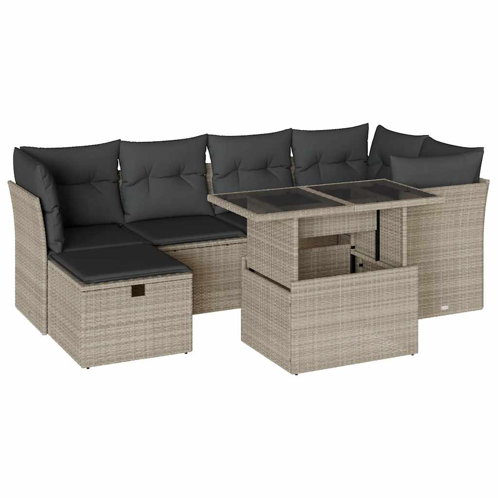 7-dijelni set vrtnih sofa svjetlosivi od poliratana
