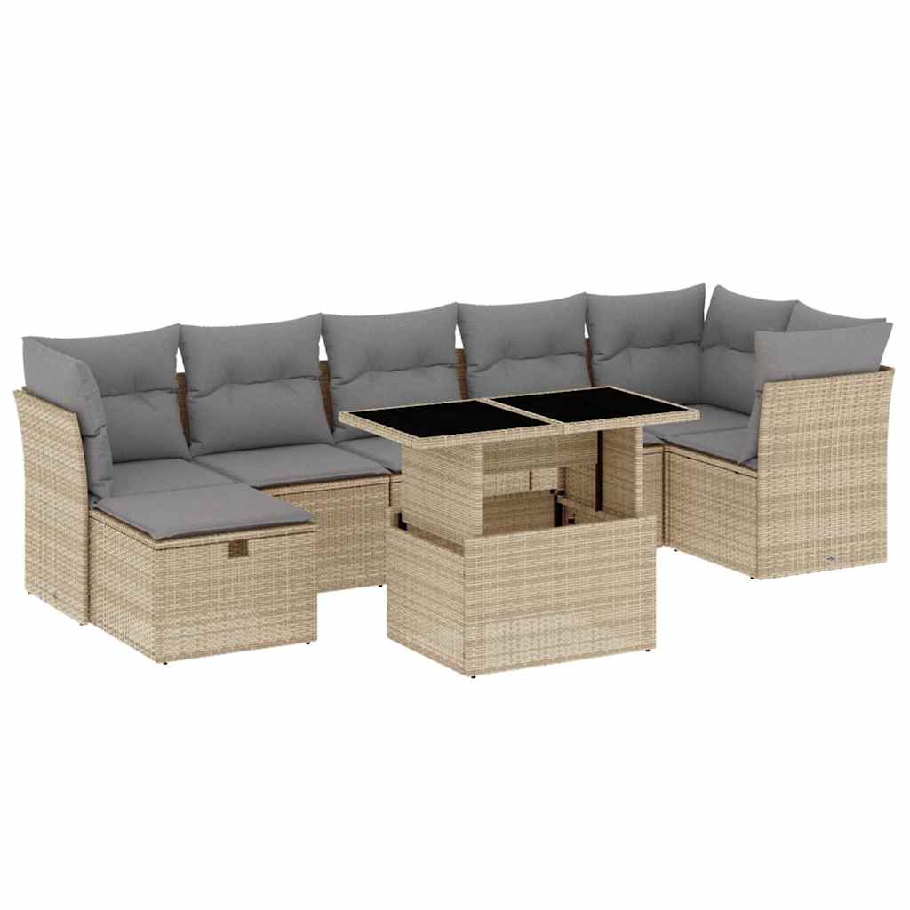8-dijelni set vrtnih sofa od poliratana s jastucima bež