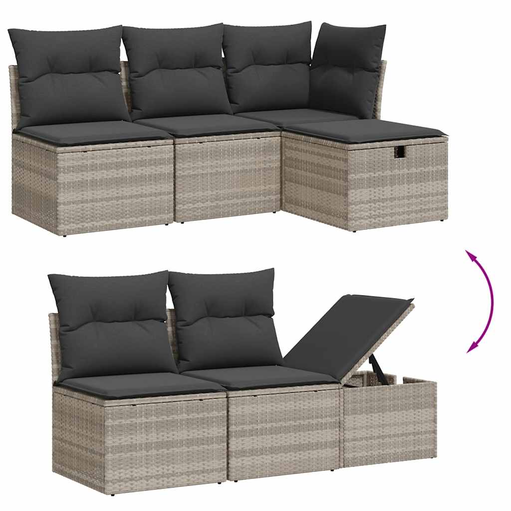 6-dijelni set vrtnih sofa od poliratana s jastucima svjetlosivi
