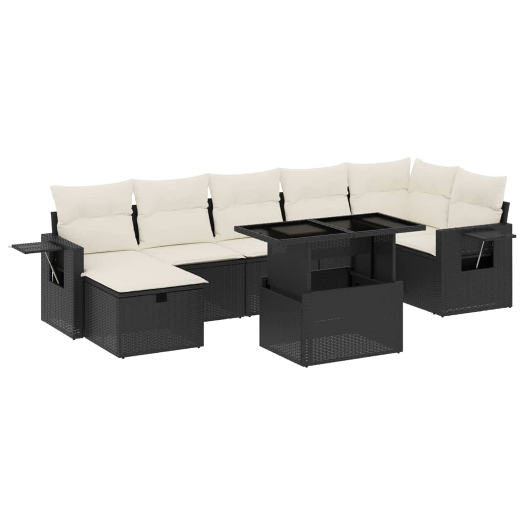 8-dijelni set vrtnih sofa od poliratana s jastucima crni
