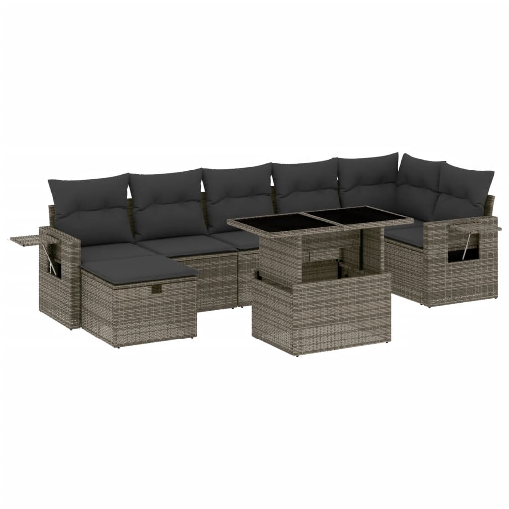 8-dijelni set vrtnih sofa od poliratana s jastucima sivi