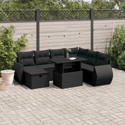 8-dijelni set vrtnih sofa od poliratana s jastucima crni