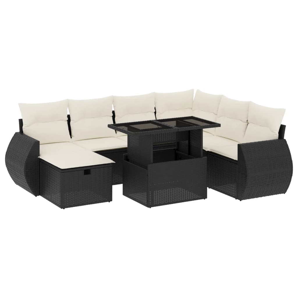 8-dijelni set vrtnih sofa od poliratana s jastucima crni