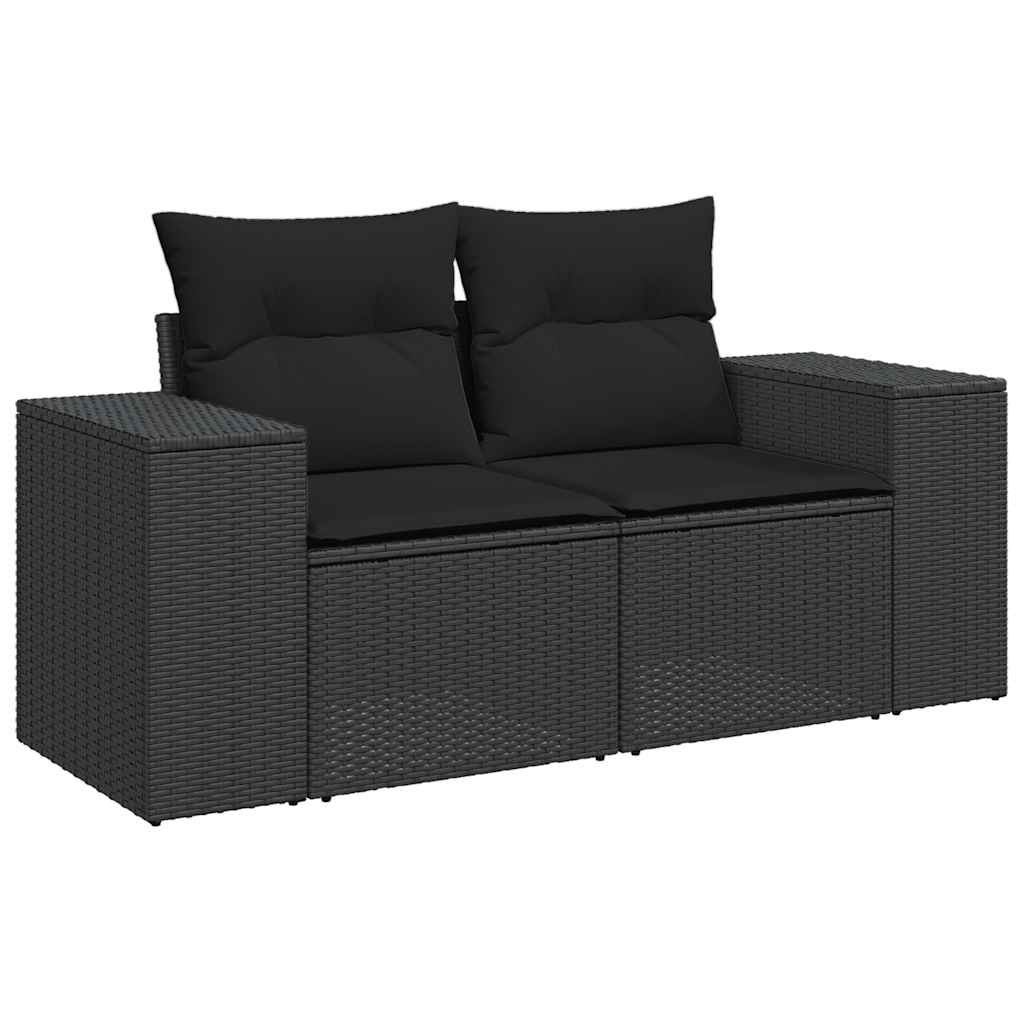 8-dijelni set vrtnih sofa od poliratana s jastucima crni