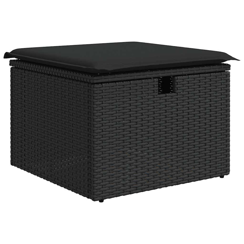 8-dijelni set vrtnih sofa od poliratana s jastucima crni