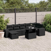 8-dijelni set vrtnih sofa od poliratana s jastucima crni