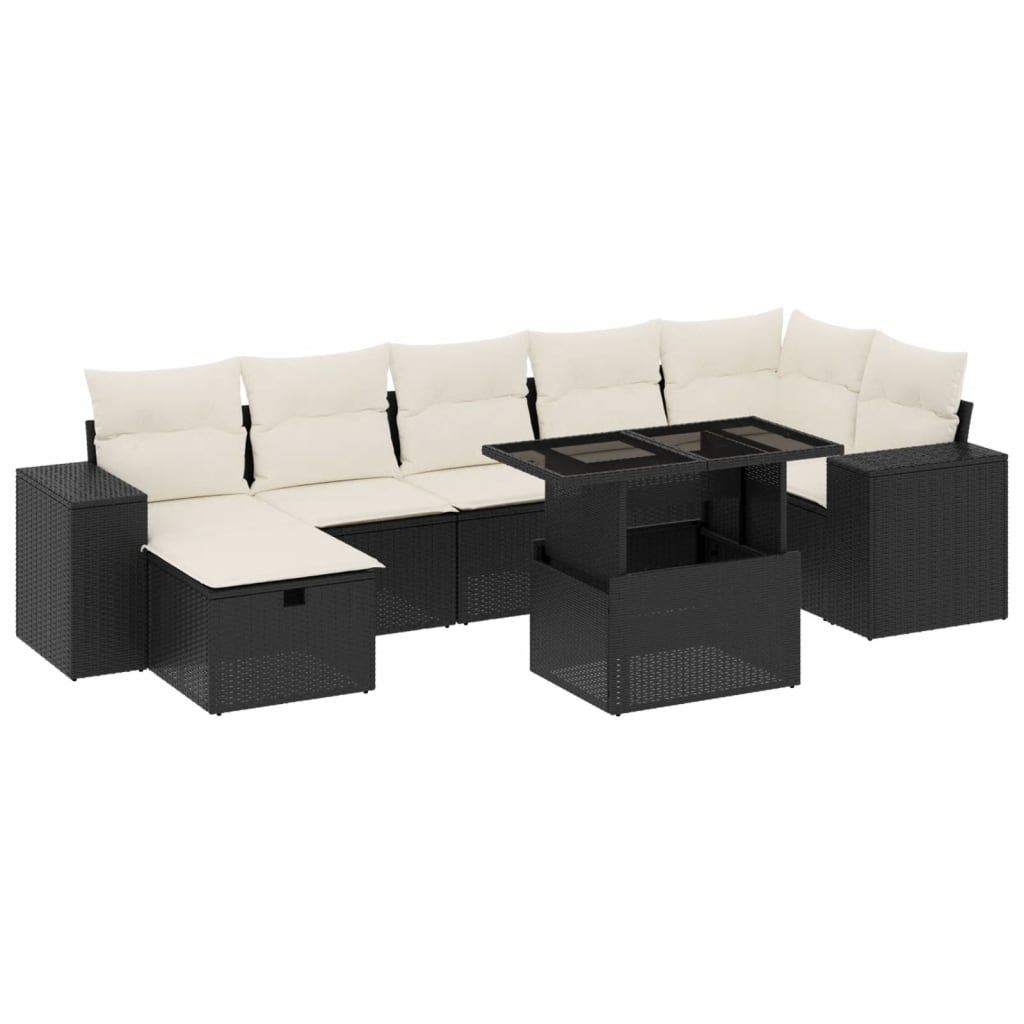 8-dijelni set vrtnih sofa od poliratana s jastucima crni