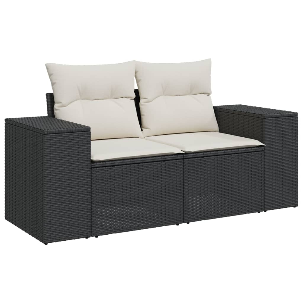 8-dijelni set vrtnih sofa od poliratana s jastucima crni
