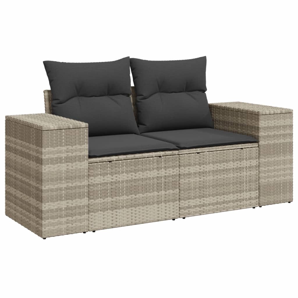 9-dijelni set vrtnih sofa od poliratana s jastucima svjetlosivi