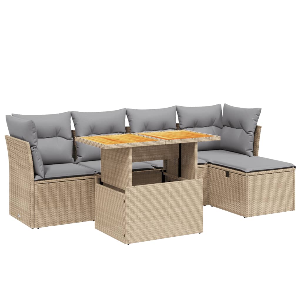 6-dijelni set vrtnih sofa s jastucima bež od poliratana