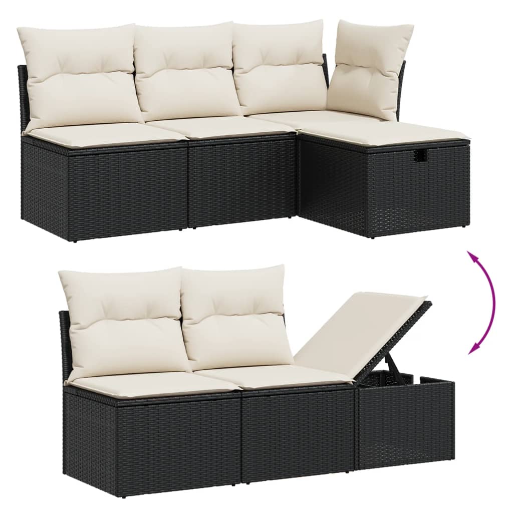 9-dijelni set vrtnih sofa s jastucima crni od poliratana
