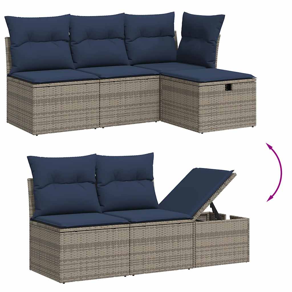 9-dijelni set vrtnih sofa od poliratana s jastucima sivi