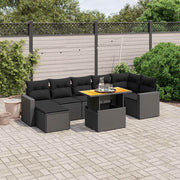 8-dijelni set vrtnih sofa od poliratana s jastucima crni