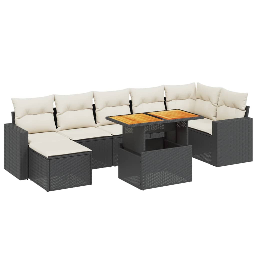 8-dijelni set vrtnih sofa od poliratana s jastucima crni