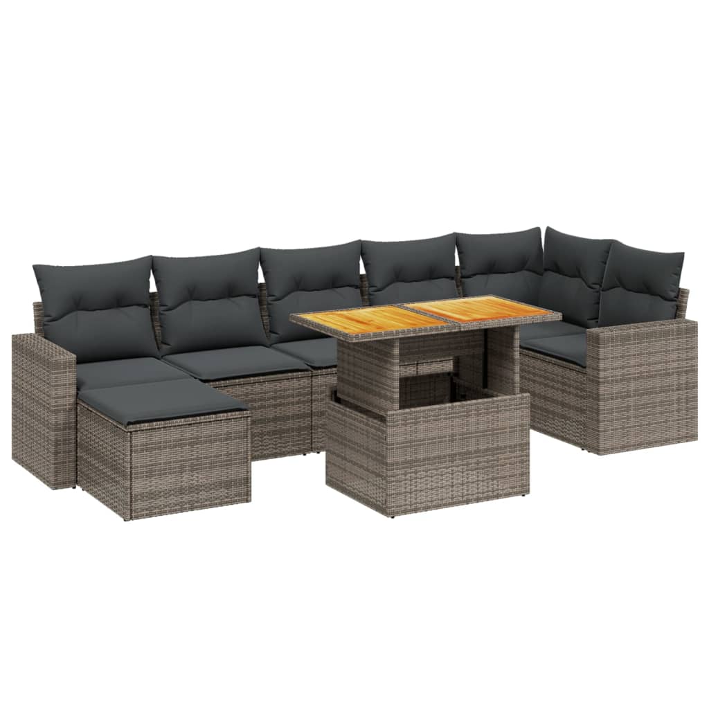8-dijelni set vrtnih sofa od poliratana s jastucima sivi