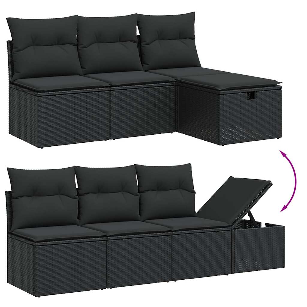 9-dijelni set vrtnih sofa s jastucima crni od poliratana