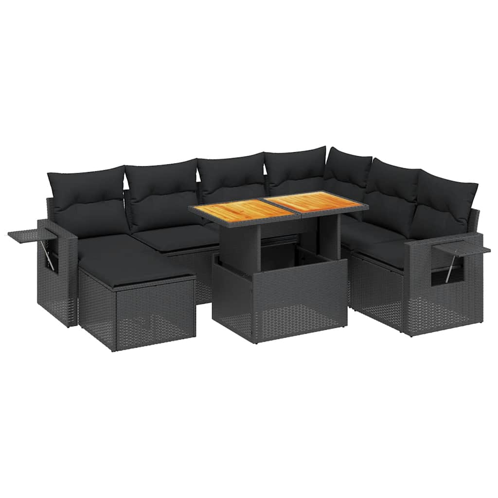 8-dijelni set vrtnih sofa od poliratana s jastucima crni