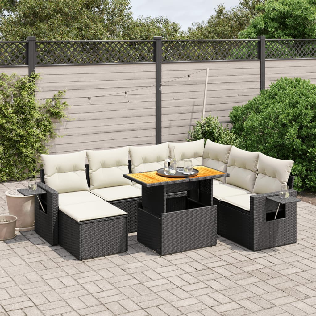 8-dijelni set vrtnih sofa od poliratana s jastucima crni