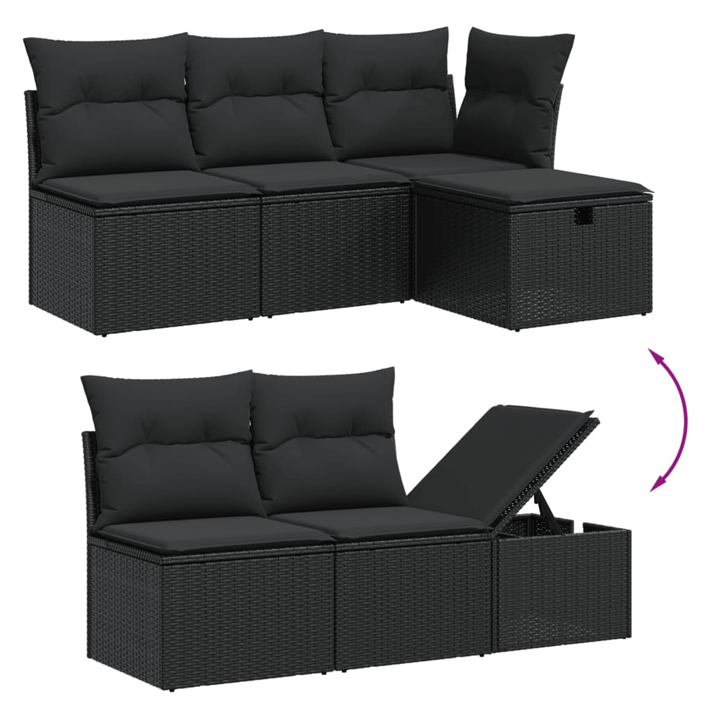 7-dijelni set vrtnih sofa od poliratana s jastucima crni
