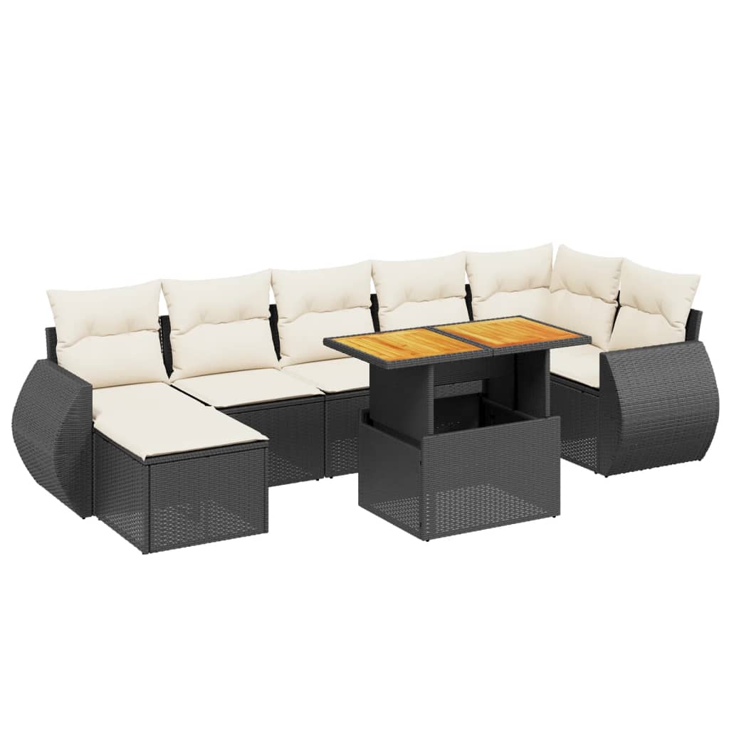 8-dijelni set vrtnih sofa od poliratana s jastucima crni