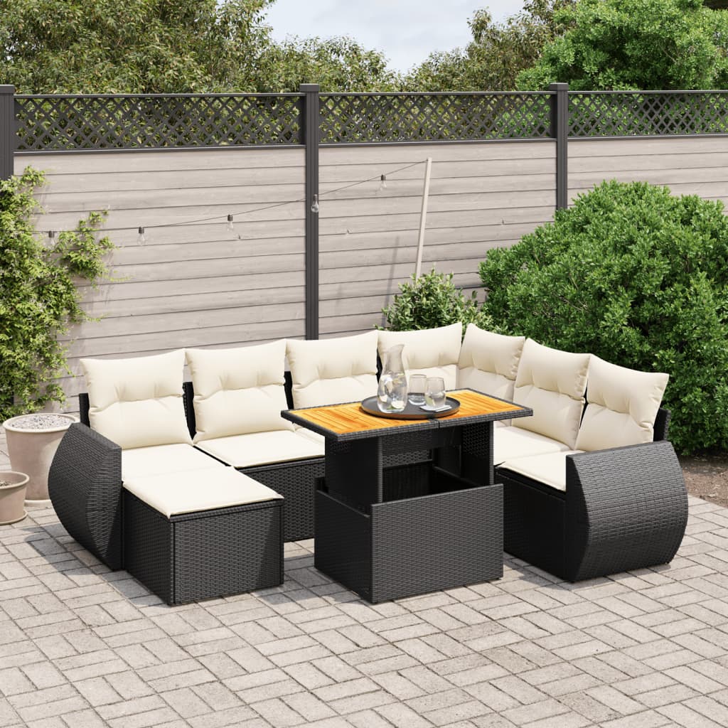 8-dijelni set vrtnih sofa od poliratana s jastucima crni