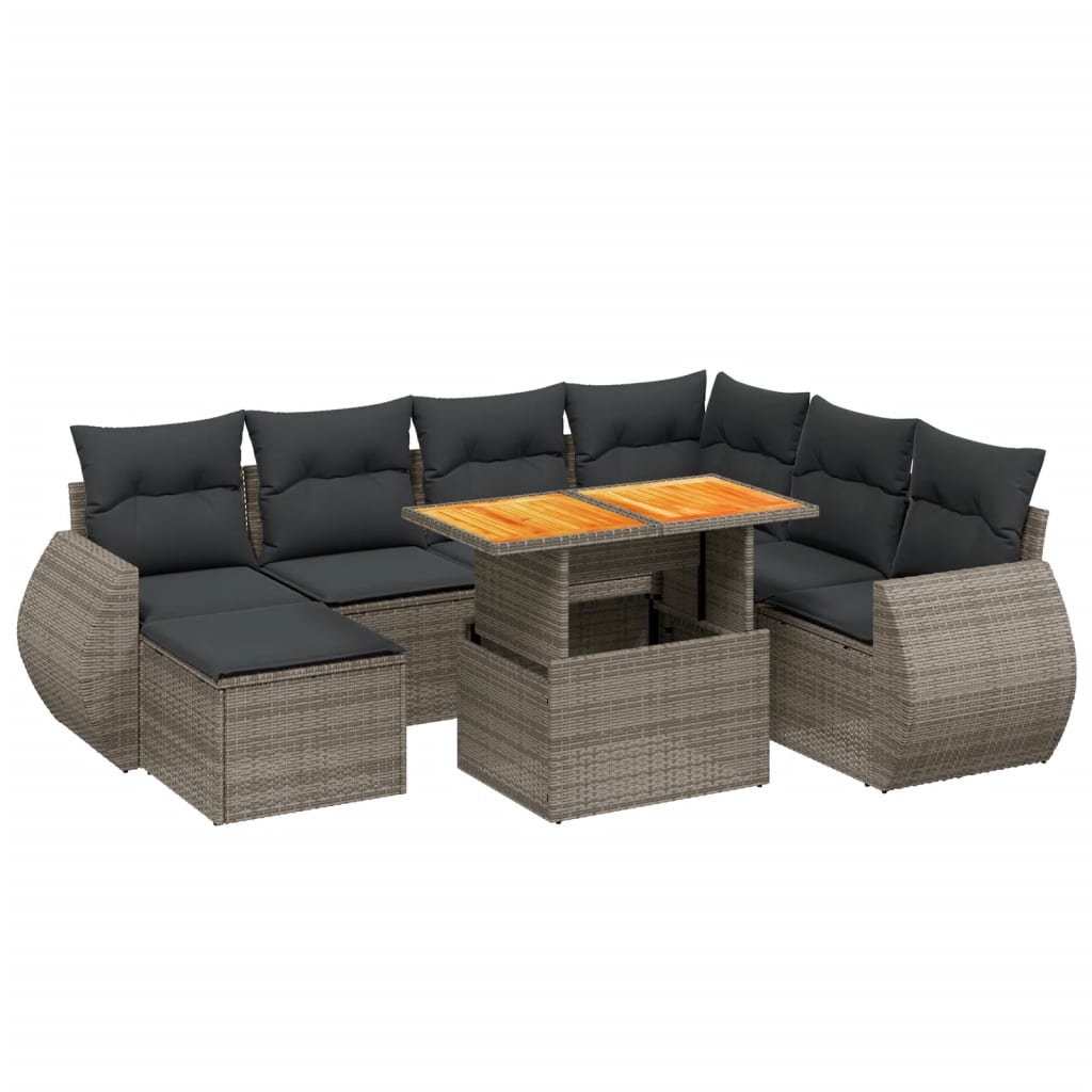 8-dijelni set vrtnih sofa od poliratana s jastucima sivi