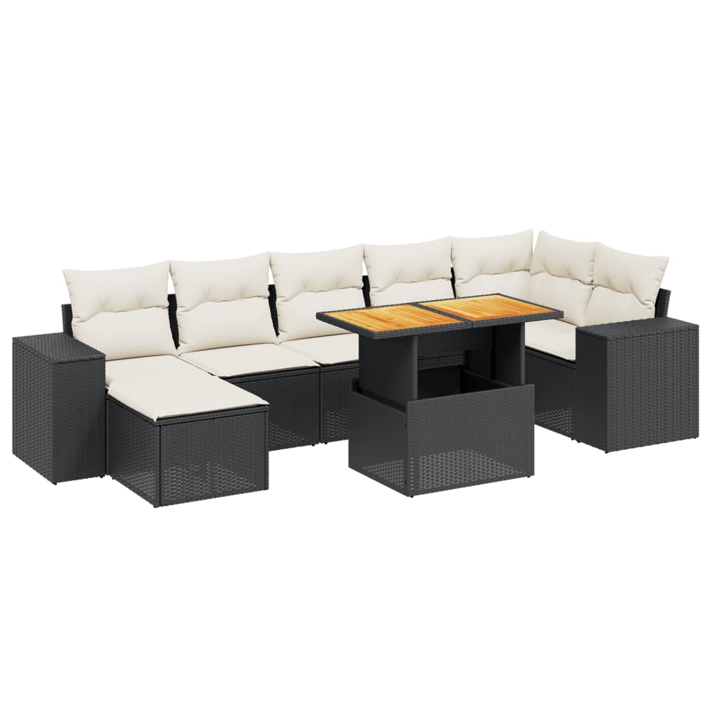 8-dijelni set vrtnih sofa od poliratana s jastucima crni