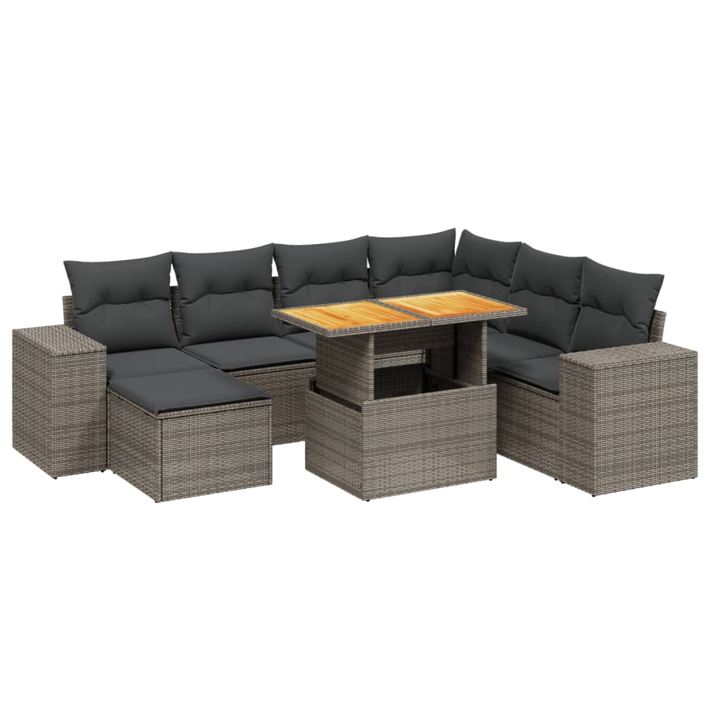 8-dijelni set vrtnih sofa od poliratana s jastucima sivi