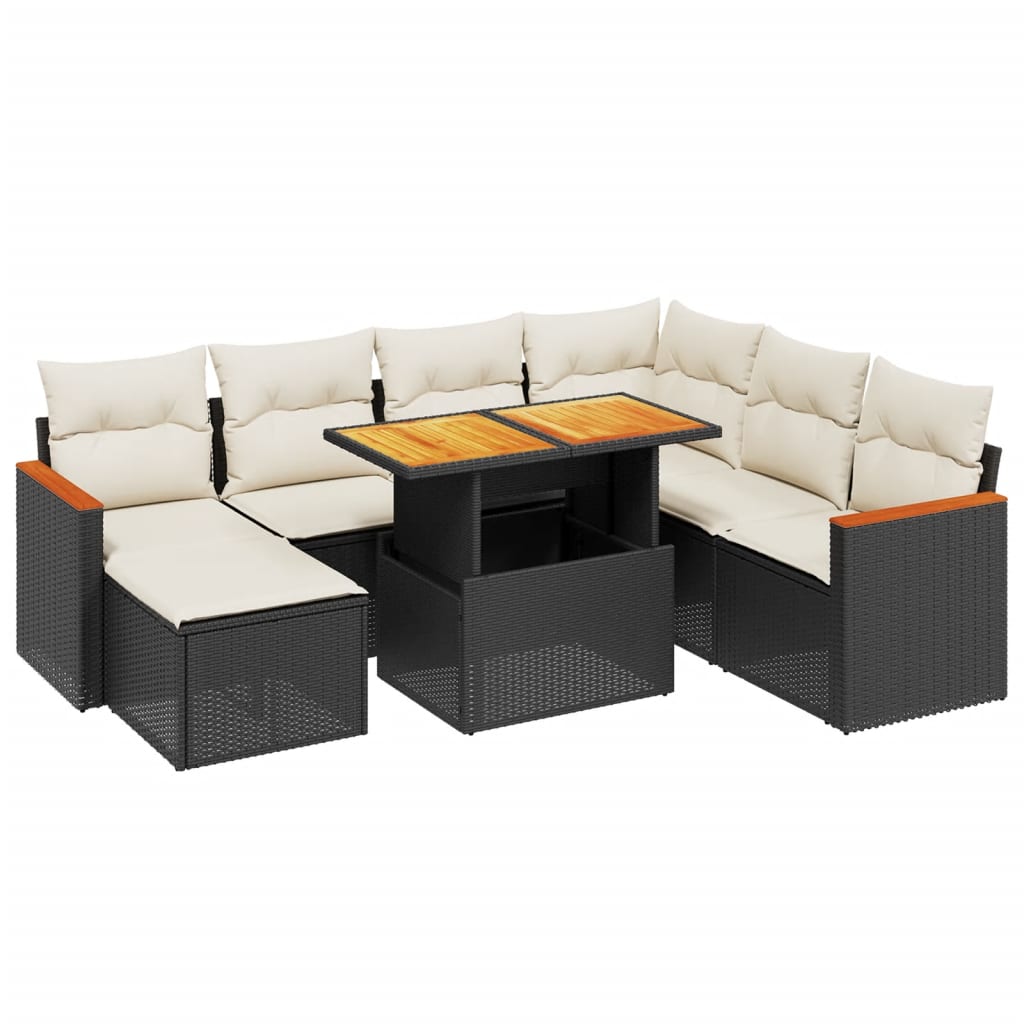 8-dijelni set vrtnih sofa od poliratana s jastucima crni