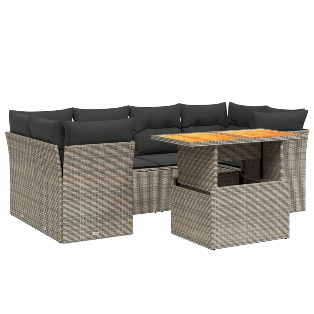 7-dijelni set vrtnih sofa sivi od poliratana