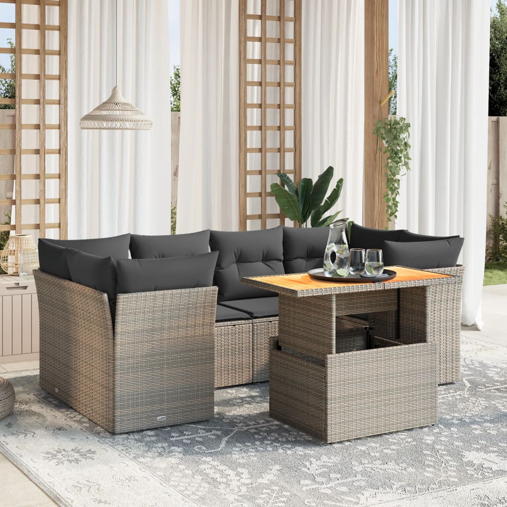 7-dijelni set vrtnih sofa sivi od poliratana