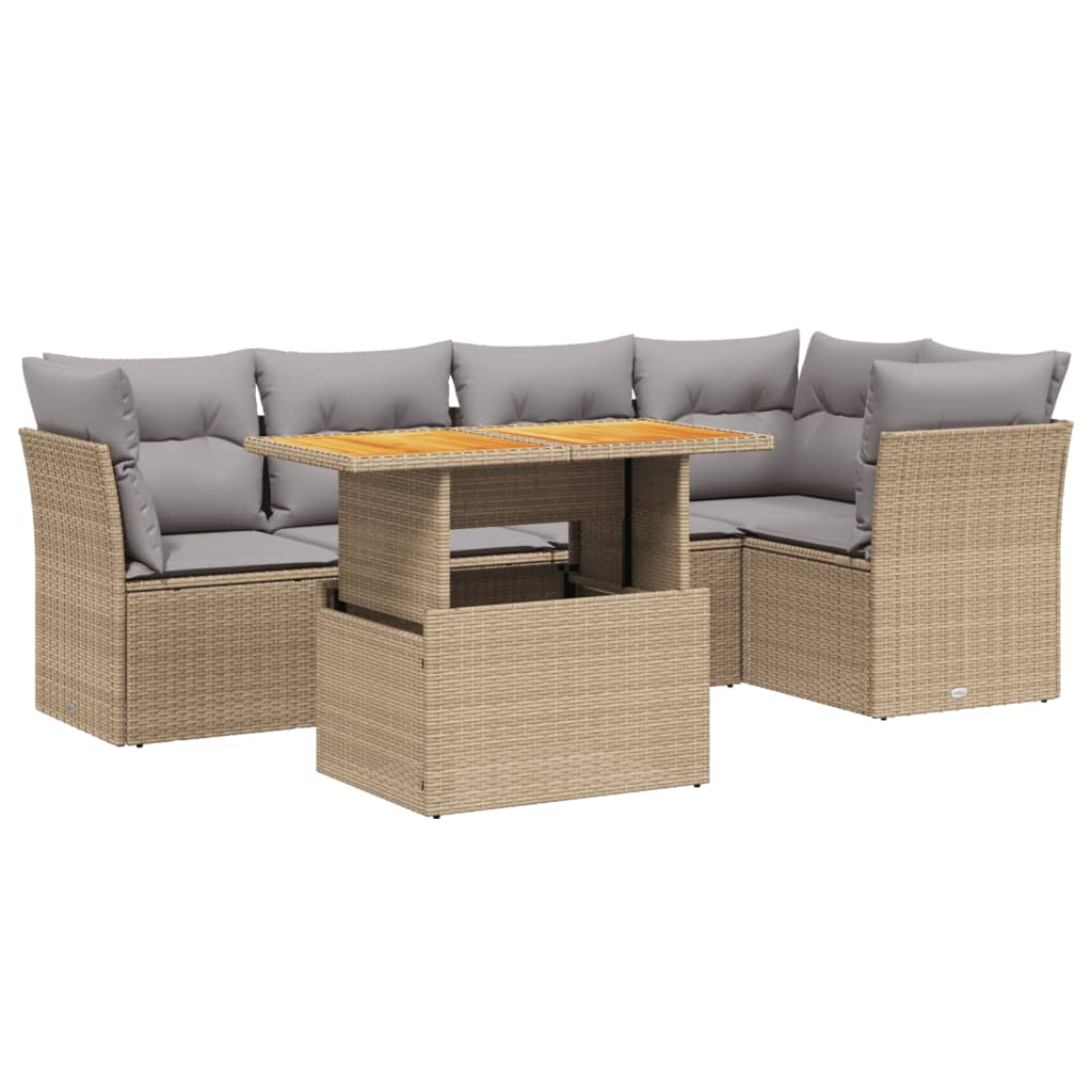 5-dijelni vrtni set sofa s jastucima bež od poliratana