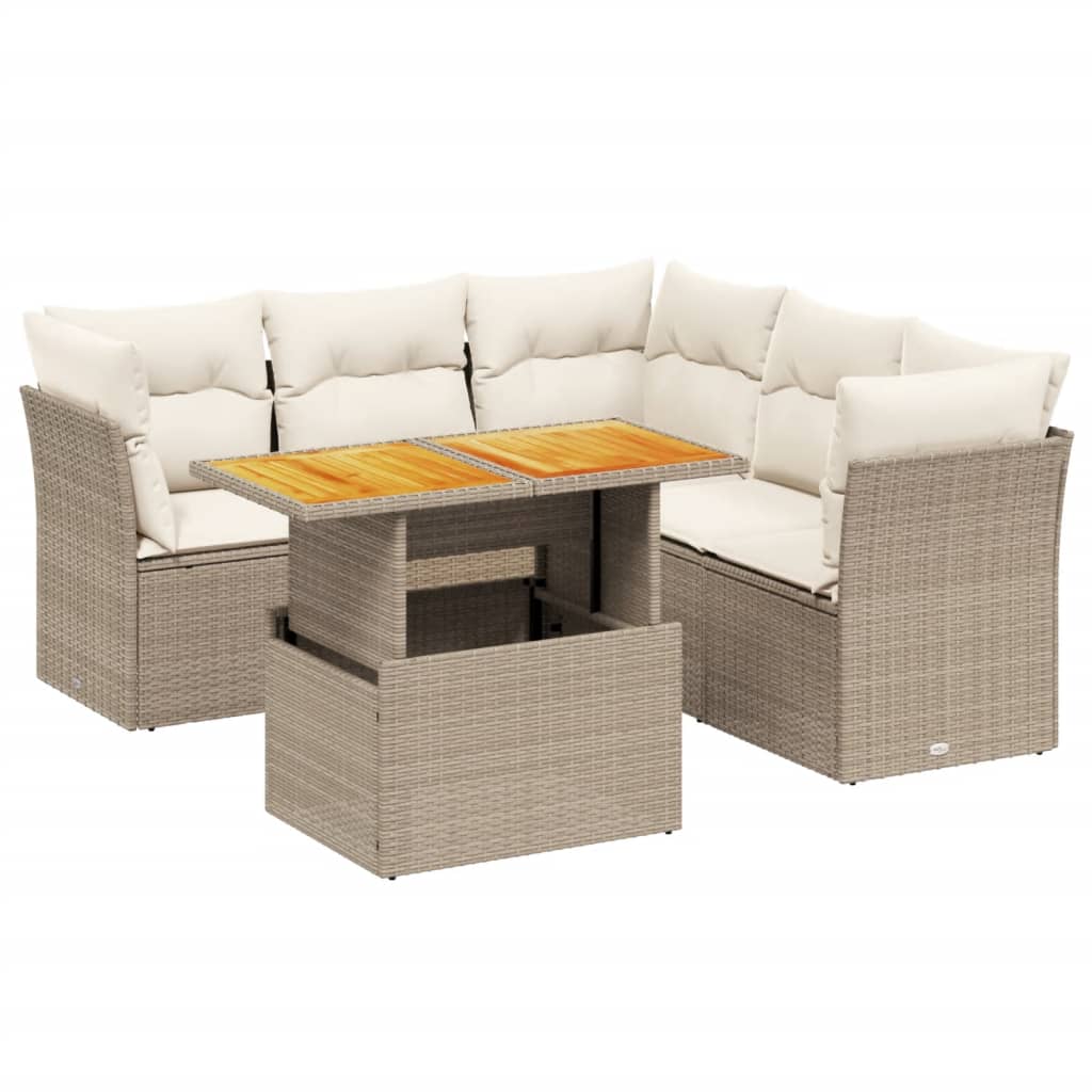 5-dijelni vrtni set sofa s jastucima bež od poliratana