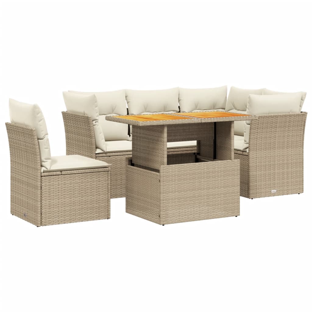 5-dijelni vrtni set sofa s jastucima bež od poliratana