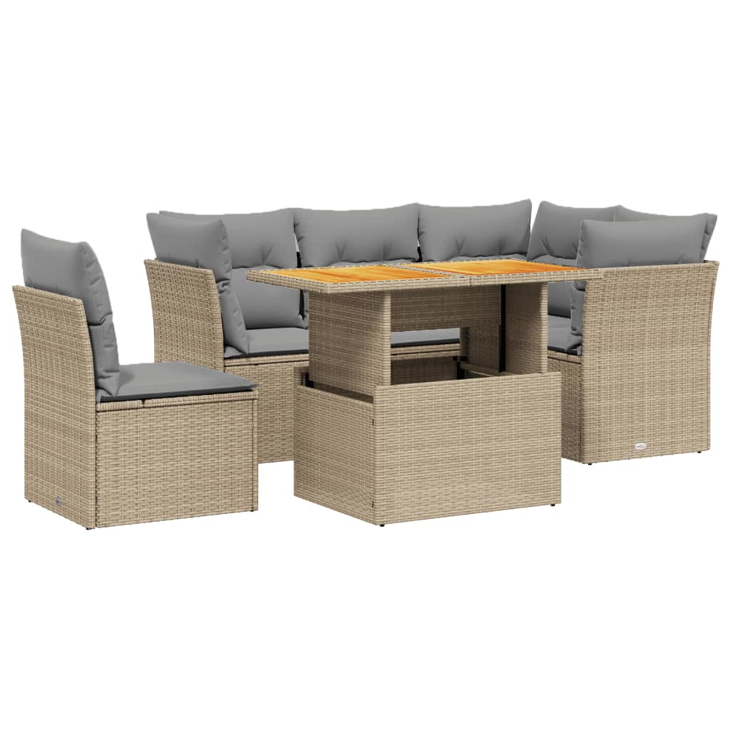 5-dijelni vrtni set sofa s jastucima bež od poliratana